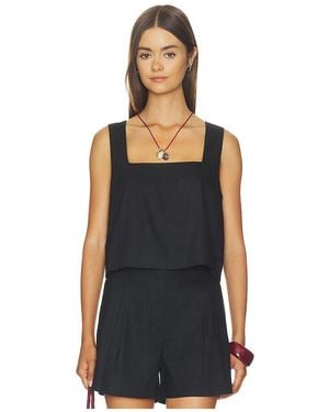 FAVORITE DAUGHTER The Linen Abby Top - Black