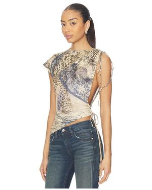 Jaded London Asymmetrical Ruched Top - Blue