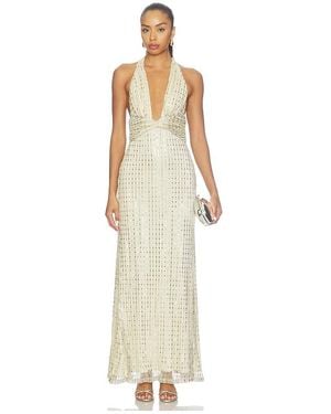 Runaway the Label Annette Plunge V-Neck Maxi Dress - White