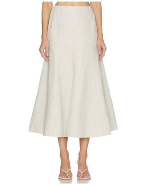 Camila Coelho Malena Linen Midi Skirt - Natural