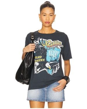Daydreamer Willie Nelson Outlaw Country Boyfriend Tee - Blue