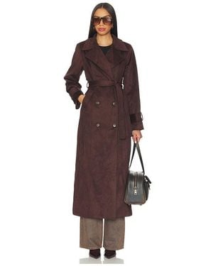 SNDY'S Sutton Faux Suede Trench Coat - Brown