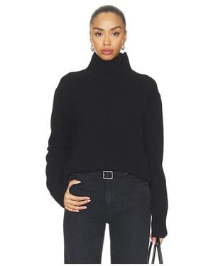 White + Warren Cashmere Oversized Standneck Sweater - Black