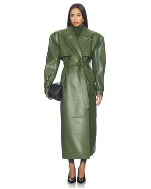 Naked Wardrobe Double Collar Faux Leather Trench Coat - Grün