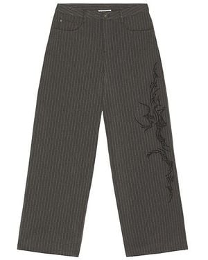 Jaded London Gothic Pinstripe Goliath Trousers - Grey
