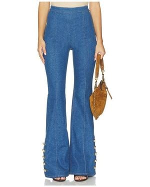 Nadine Merabi Charlotte Vintage Wash Denim Trousers - Blue