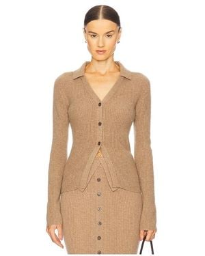 NAADAM Ribbed Collared Cardigan - Natural