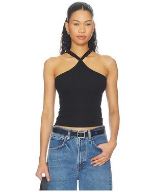 Michael Lauren Lynx Cross Front High Neck Tank - Blue
