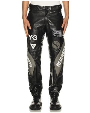 Y-3 レザーパンツ - ブラック