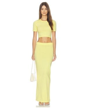 ALL THE WAYS Keeva Knit Maxi Skirt Set - Yellow
