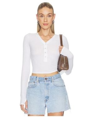 Michael Lauren Top Henley De Cuello En V Profundo Con Broches Fremont En Color Blanco Talla (También En S, M, Xl)