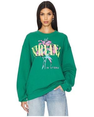 Daydreamer Nirvana Lilies Bf Crew Sweatshirt - Green