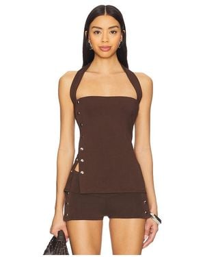 Belle Anna Snap Top - Brown