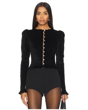 Apres Studio Silk Velvet Ruched Cardigan - Black