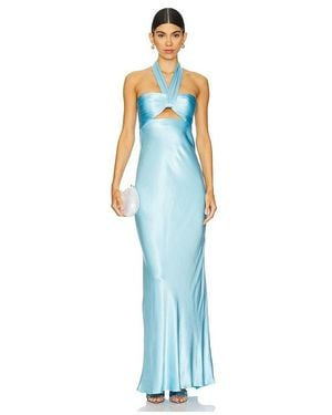 Shona Joy La Lune Ruched Halter Maxi Dress - Blue