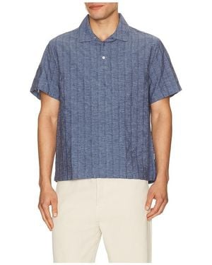 Onia Cotton Linen Pop Over Shirt - Blue