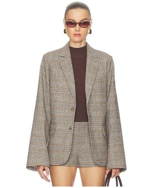 GUIZIO Oversized Tartan Blazer - Brown