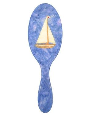 Solar Eclipse Cepillo Para El Cabello Con Diseño De Velero Pintado A Mano Hand-Painted Sail Boat Amazing Hair Day Brush En Color Azul Talla