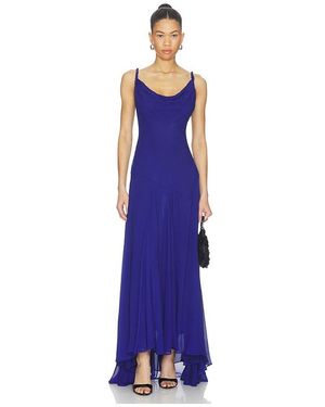 Alice + Olivia Sarika Twist Strap Hi Low Seamed Slip Dress - Purple