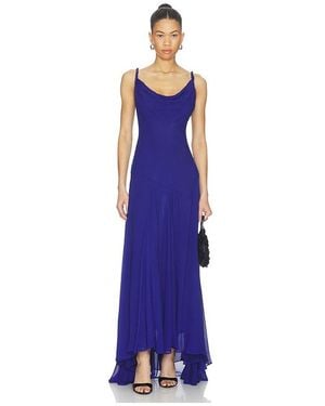 Alice + Olivia Sarika Twist Strap Hi Low Seamed Slip Dress - Purple