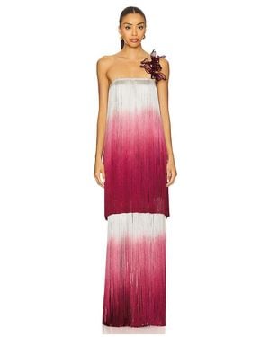 PATBO Fringe Strapless Gown - レッド
