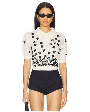 Malbon Golf Lili Polo Top En Color Blanco Talla En - Azul