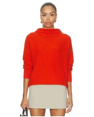 Vince Boiled Funnel Neck Pullover Sweater - Red