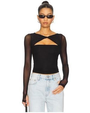 Michael Lauren Velo Knotted Neck Top - Black