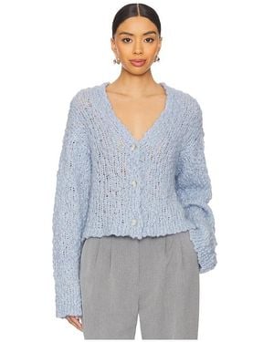 NAADAM Italian Jumbo Boucle Open Front Cardigan - Blue