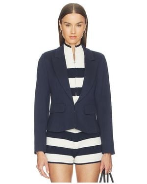 Central Park West Chelsea Rugby Stripe Sweater Dickey Jacket - Blue