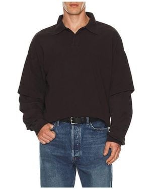 Agolde Curren Doublesleeve Polo En Color Marrón Talla (También En S, M, Xl/1X) - Negro