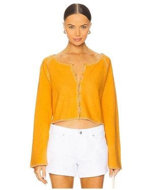 NAADAM Cashmere Embroidered Raglan Cardigan - Orange