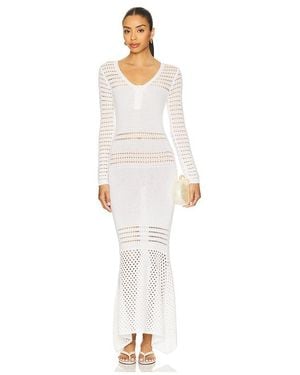 Matthew Bruch Striped Mesh Handkerchief Midi Dress - White