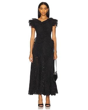 AKNVAS Vestido Midi De Algodón Con Ojales Charli En Color Negro Talla (También En 2, 6, 8)