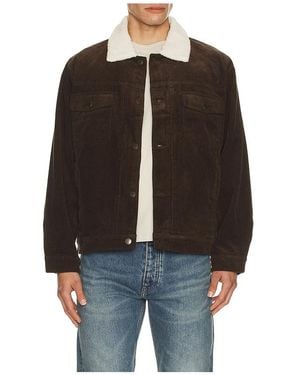 Rhythm Flannel Lined Cord Trucker Jacket - Black