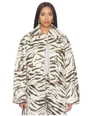 Ganni Printed Laminated Cotton Canvas Barn Jacket - Multicolor