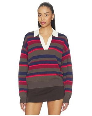 P.E Nation Strickpullover Mit Kragen Retreat Stripe - Rot