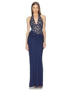Runaway the Label Lina Halter Draped Maxi Dress - Blue