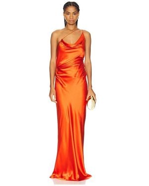 The Sei One Shoulder Cowl Gown - Orange