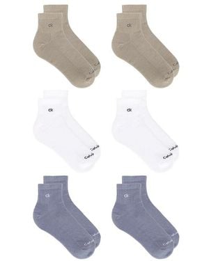 Calvin Klein 6 Pack Basic Cushion Quarter Socks - White