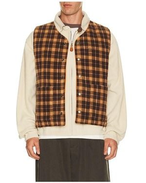 KAPPY DESIGN Reversible Nylon Check Vest - Brown