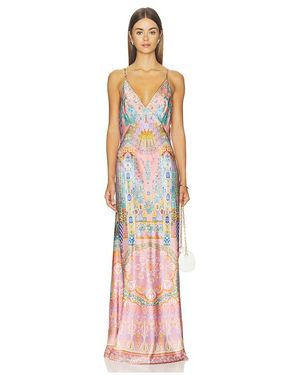 CAMILLA V Neck Full Length Bias Slip Dress - White