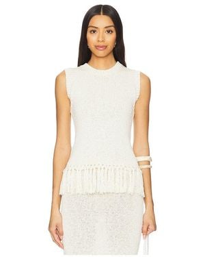 4th & Reckless Lauryn Knit Fringe Top - White