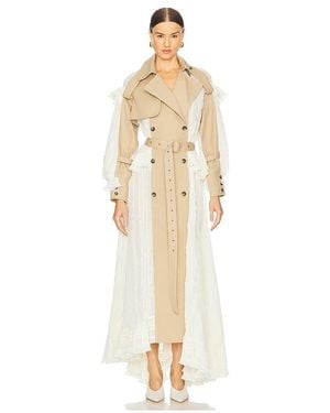 ROKH Trench With Ruffle Dress - White