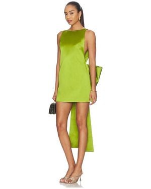 Self-Portrait Satin Bow Mini Dress - Green