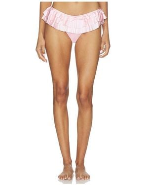 Skims Satin Swim Ruffle Bikini Bottom - White