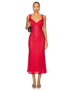 Bardot Alegra Stretch Lace Midi Dress - Red