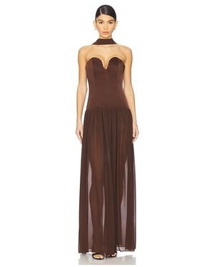 LPA Ada Corset Maxi Dress - Brown
