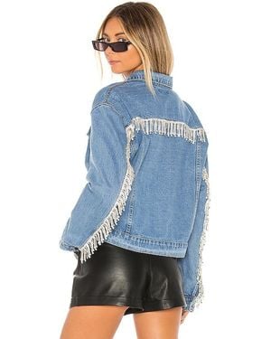 superdown Chaqueta Con Flecos Estilo Diamantes De Imitación Raya Talla En. Talla (También En S) - Azul