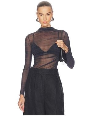 Enza Costa Mesh Longsleeve Twist Top - Multicolour